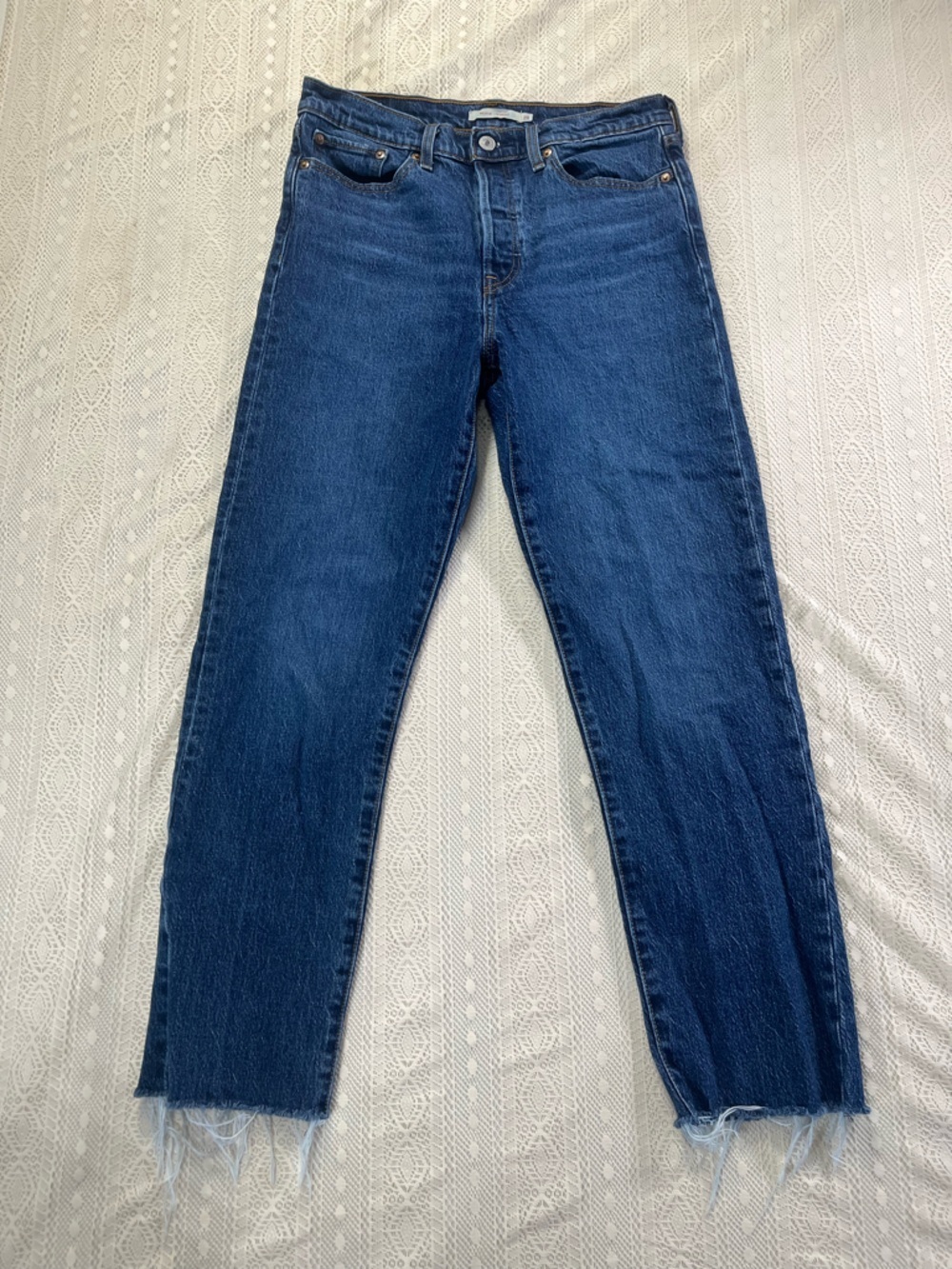 Levi's Wedgie Straight Leg Jeans in Dark Blue Denim